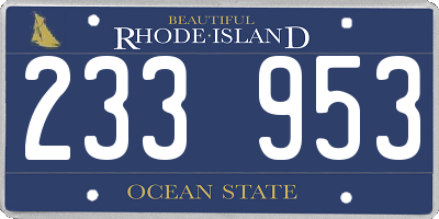RI license plate 233953