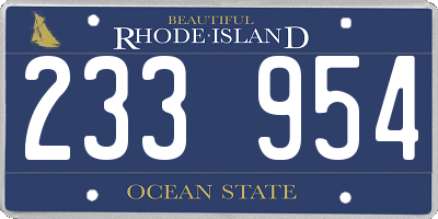 RI license plate 233954