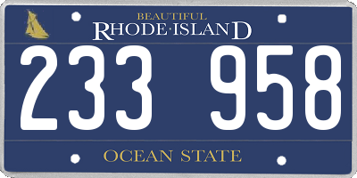 RI license plate 233958