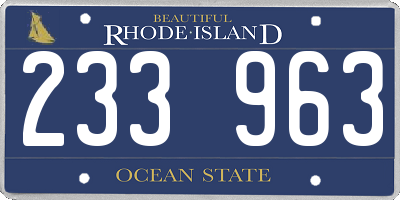 RI license plate 233963