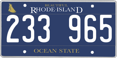 RI license plate 233965