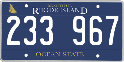 RI license plate 233967