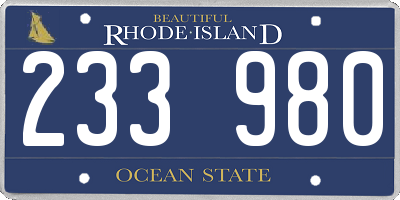 RI license plate 233980