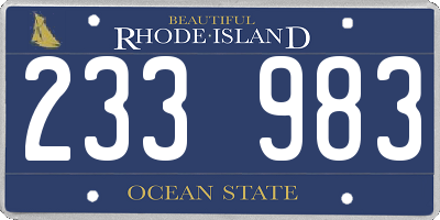 RI license plate 233983