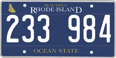 RI license plate 233984