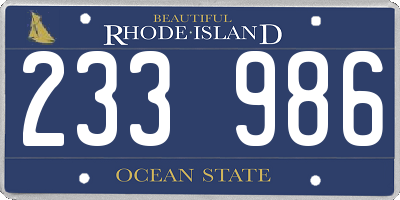 RI license plate 233986