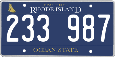 RI license plate 233987
