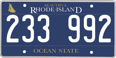 RI license plate 233992