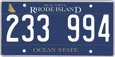 RI license plate 233994