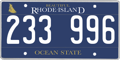 RI license plate 233996