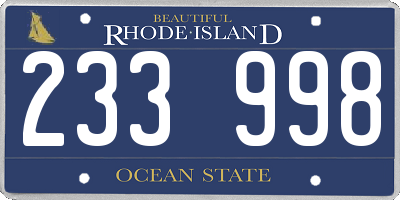 RI license plate 233998