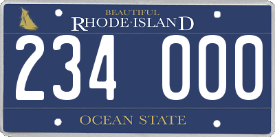 RI license plate 234000
