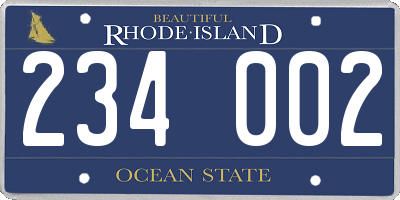 RI license plate 234002