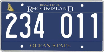 RI license plate 234011