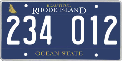 RI license plate 234012