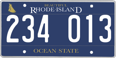 RI license plate 234013