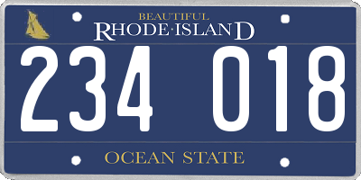 RI license plate 234018