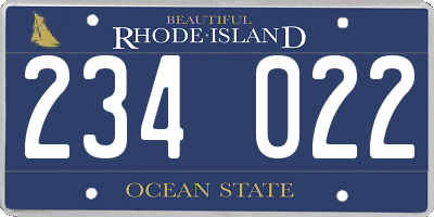 RI license plate 234022