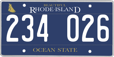 RI license plate 234026