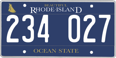 RI license plate 234027