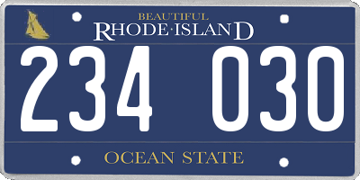 RI license plate 234030