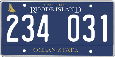RI license plate 234031