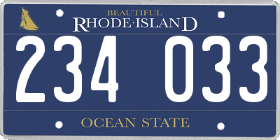 RI license plate 234033