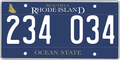 RI license plate 234034