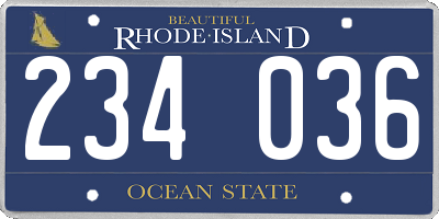 RI license plate 234036