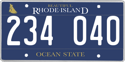 RI license plate 234040