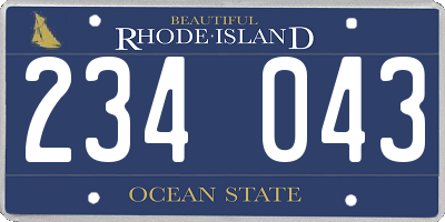 RI license plate 234043