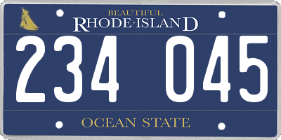 RI license plate 234045