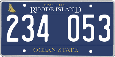 RI license plate 234053