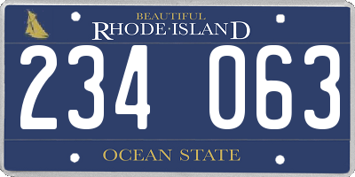 RI license plate 234063