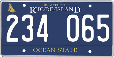 RI license plate 234065