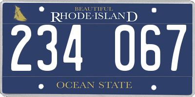 RI license plate 234067