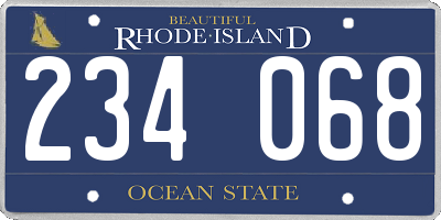 RI license plate 234068