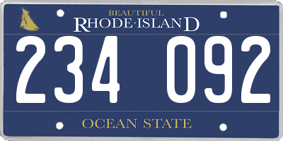RI license plate 234092