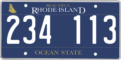 RI license plate 234113