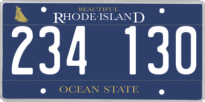 RI license plate 234130