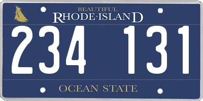 RI license plate 234131