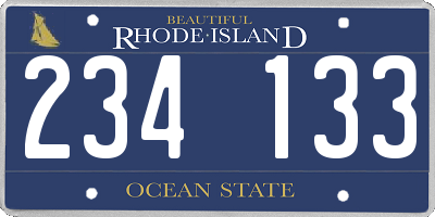 RI license plate 234133