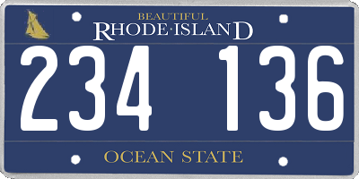 RI license plate 234136