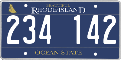RI license plate 234142