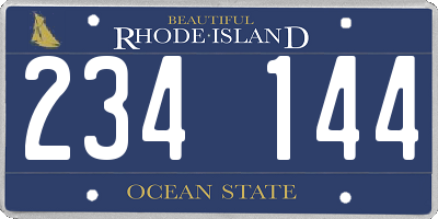 RI license plate 234144