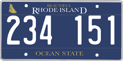 RI license plate 234151