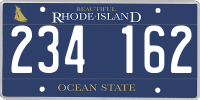RI license plate 234162