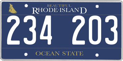 RI license plate 234203