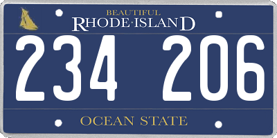 RI license plate 234206