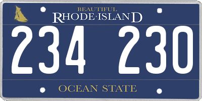 RI license plate 234230